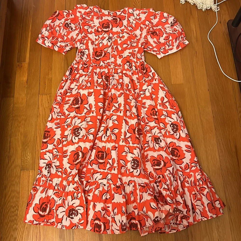 Batsheva Red and White Floral Dress - Picture 7 of 8